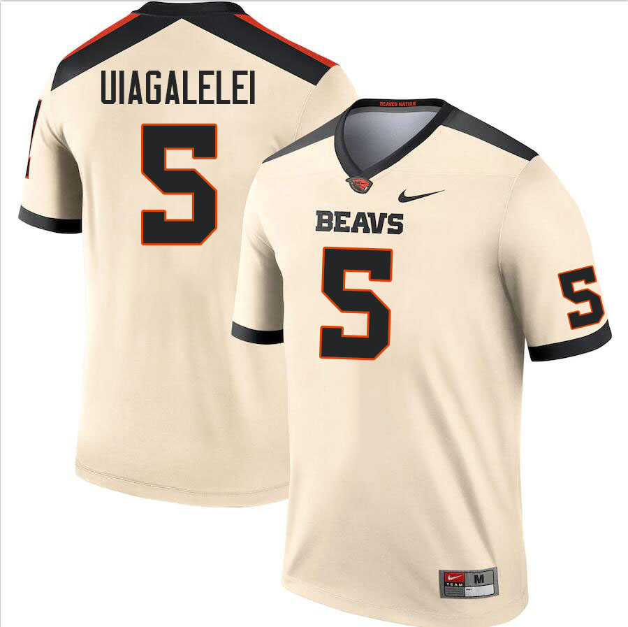 Men #5 DJ Uiagalelei Oregon State Beavers College Football Jerseys Stitched Sale-Cream